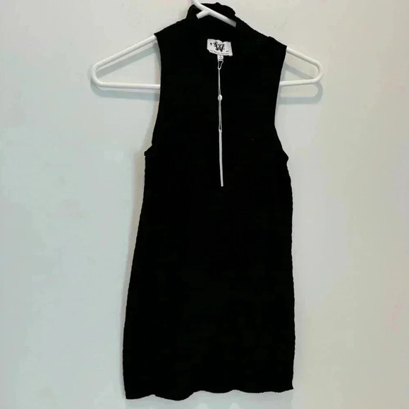 W By Who Wear What When Where Shirt Blouse Black Ruched Turtleneck Textured S - Picture 1 of 7